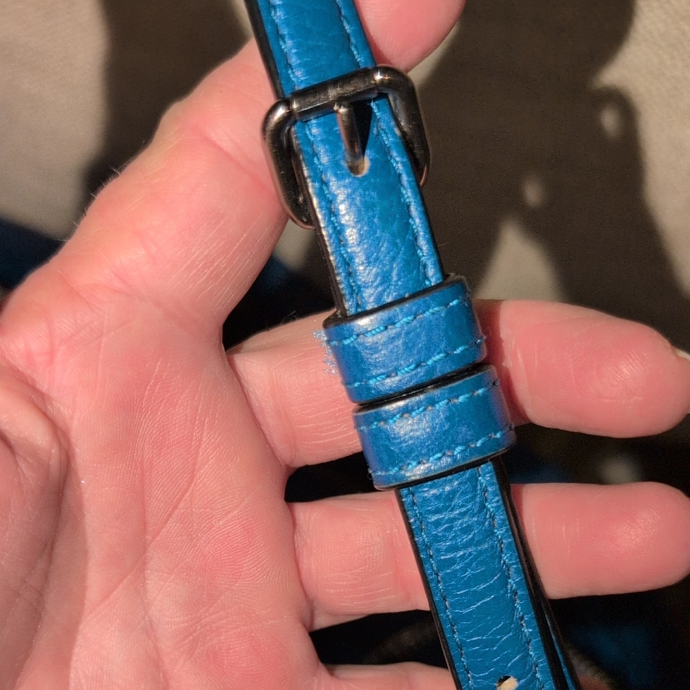 Coach Mickie Satchel In Blue Pebble Leather 2 Ways To Carry - Picture 16 of 16